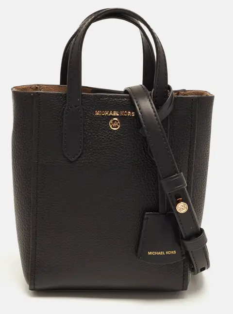 Michael Kors Sinclair NS Extra Small Black Leather Tote Crossbody Bag