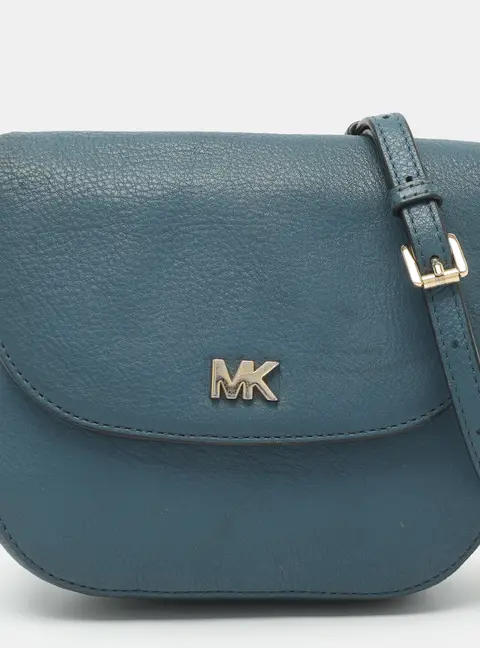 Michael Kors Mott Blue Leather Crossbody Bag