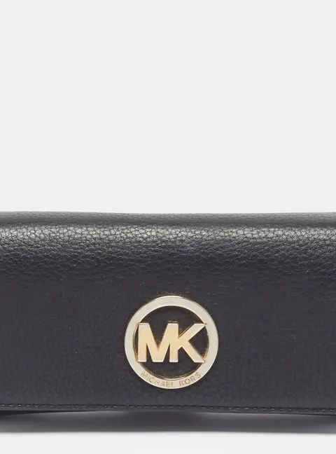 Michael Kors Fulton Black Leather Continental Wallet