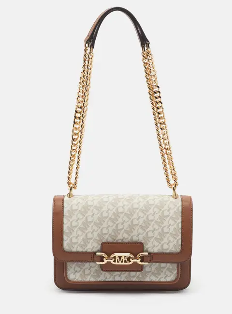 Michael Kors Heather Brown Empire Signature Coated Canvas Shoulder Bag