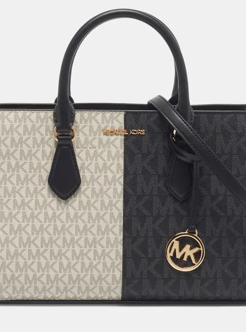 Michael Kors Sheila Medium Black/White Signature Coated Canvas Tote