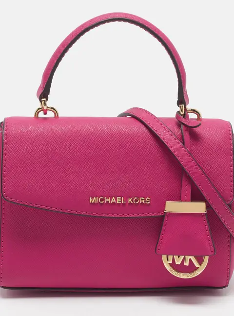 Michael Kors Ava Mini Fuchsia Saffiano Leather Top Handle Bag