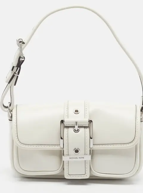 Michael Kors Colby Extra-Small White Leather Flap Shoulder Bag