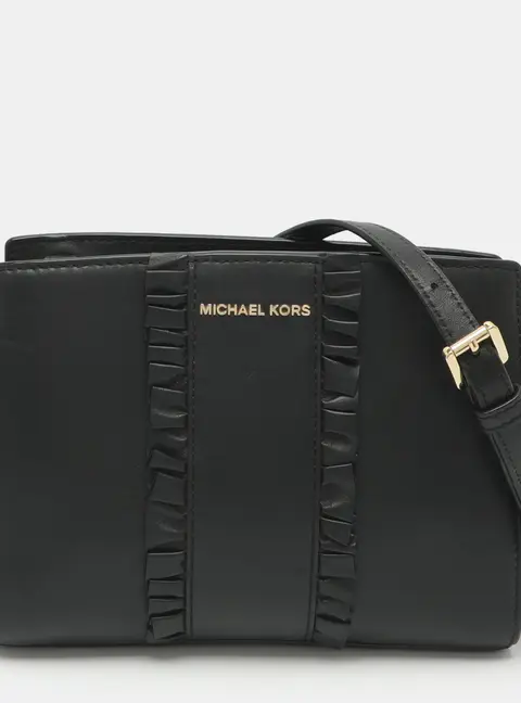 Michael Kors Selma Small Black Leather Crossbody Bag