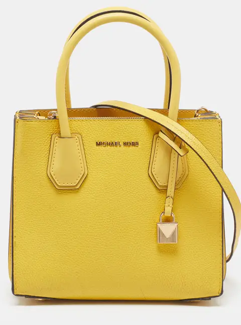 Michael Kors Mercer Medium Yellow Leather Tote