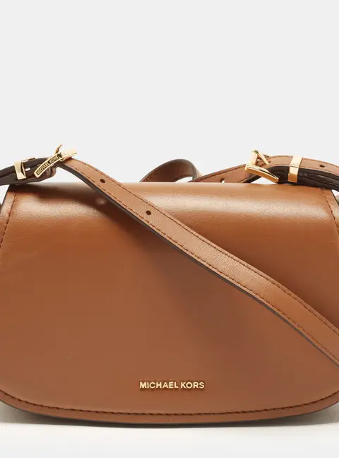 Michael Kors Lydia Brown Leather Crossbody Bag