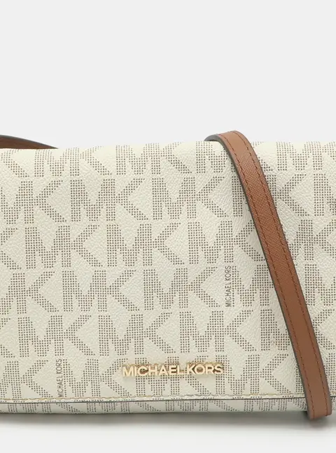 Michael Kors Jet Set White Signature Coated Canvas Clutch