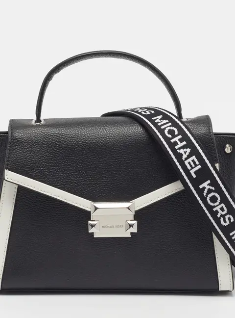 Michael Kors Whitney Black/White Leather Top Handle Bag