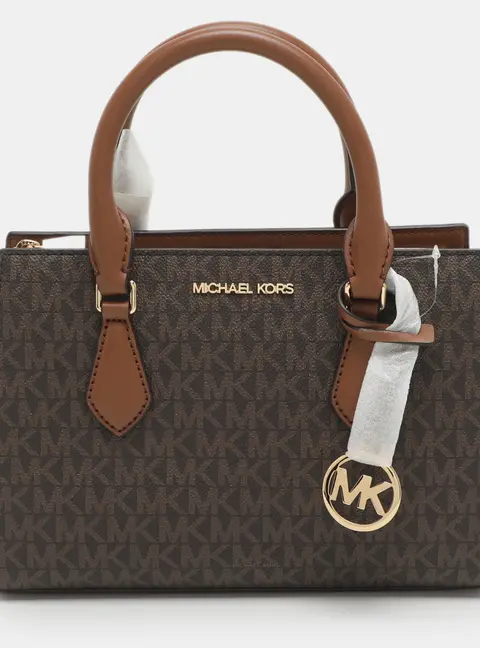 Michael Kors Sheila Small Brown Signautre Coated Canvas and Leather Satchel