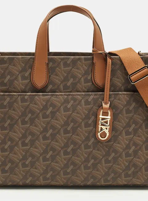 Michael Kors GIgi Grab Large Beige/Brown Empire Signature Coated Canvas Tote