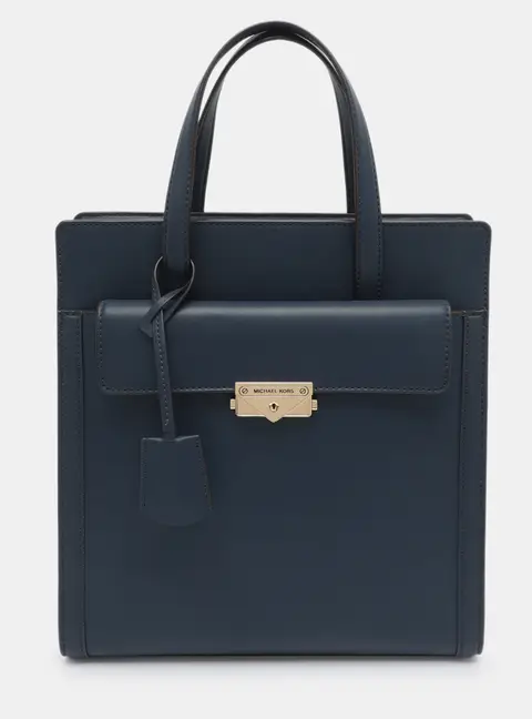 Michael Kors Navy Blue Faux Leather Tote