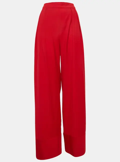 Michael Lo Sordo Red Wool Wide Leg Pants M
