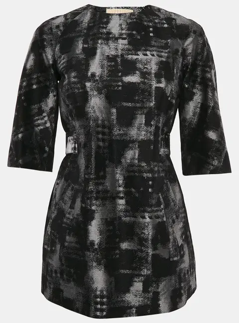 Michael Kors Black/Grey Abstract Jacquard Tunic Top S