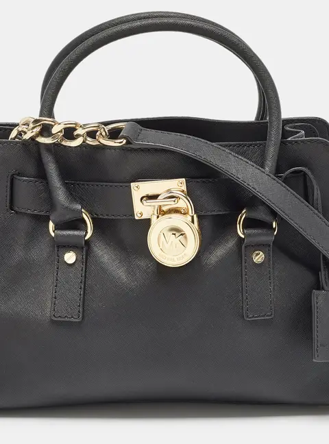 MICHAEL Michael Kors Black Leather Medium Hamilton East West Satchel