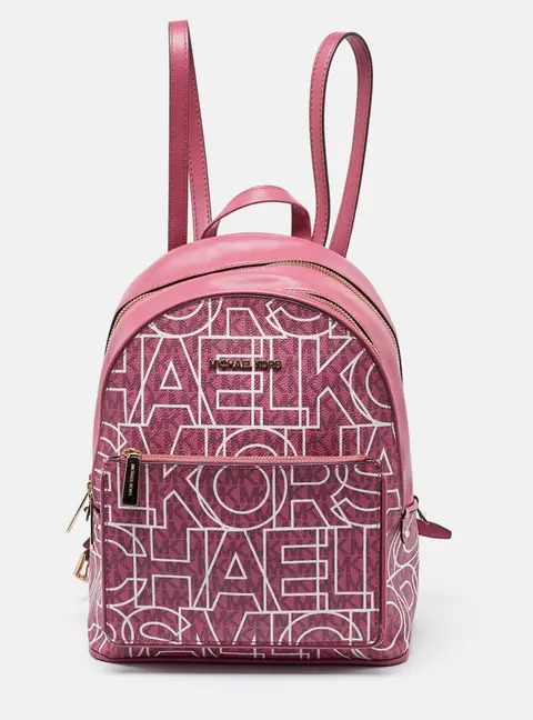 MICHAEL Michael Kors Pink Signature Coated Canvas and Leather Backpack