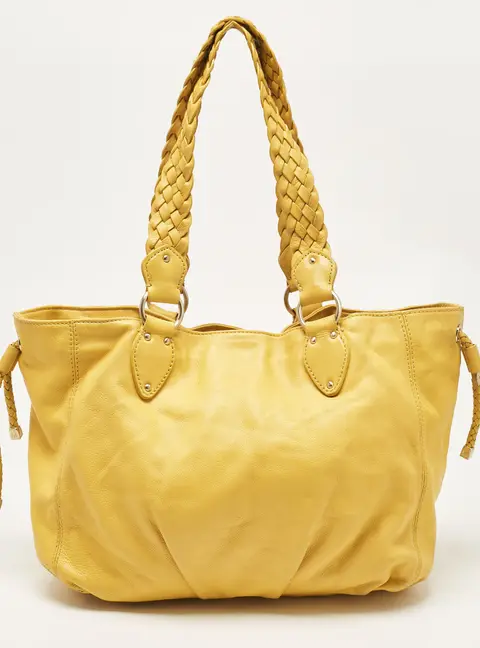 MICHAEL Michael Kors Yellow Leather Braided Drawstring Shoulder Bag