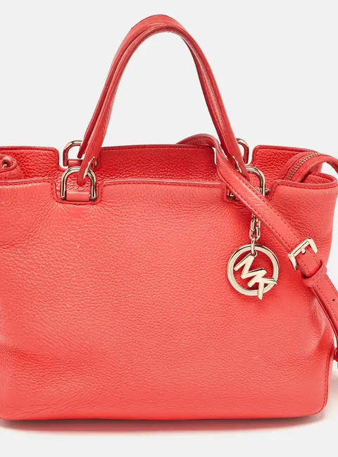 MICHAEL Michael Kors Red Soft Leather Anabelle Mid Zip Tote