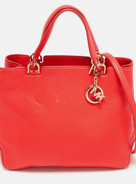 MICHAEL Michael Kors Red Soft Leather Anabelle Zip Tote