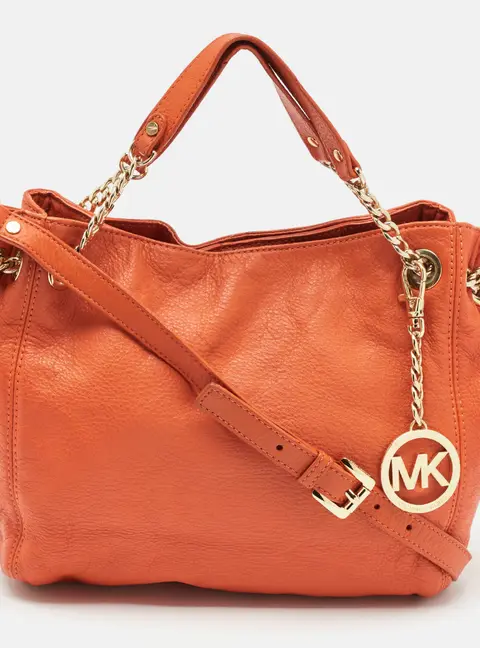 MICHAEL Michael Kors Orange Leather Chain Top Handle Bag