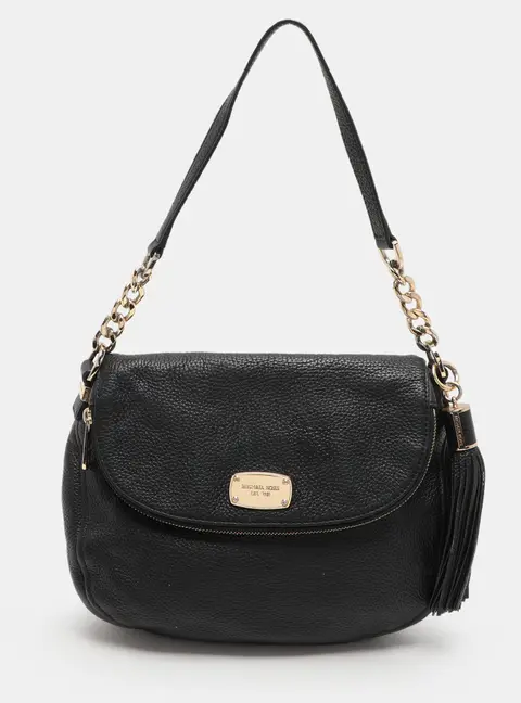 MICHAEL Michael Kors Black Leather Bedford Tassel Crossbody Bag