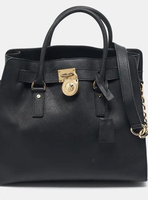 MICHAEL Michael Kors Black Leather Large North South Hamilton Tote
