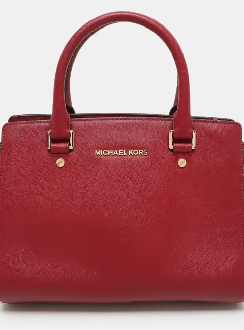 MICHAEL Michael Kors Red Blue Leather Medium Selma Satchel