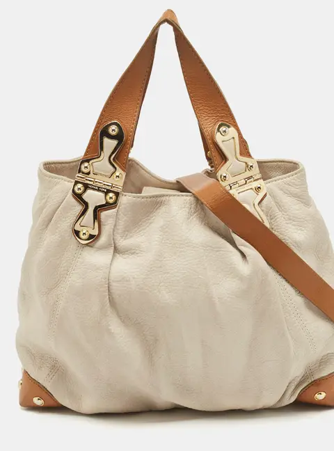 MICHAEL Michael Kors Off White/Brown Leather Shoulder Bag