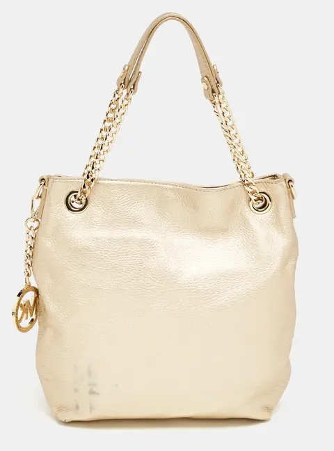 MICHAEL Michael Kors Gold Leather Jet Set Charm Chain Tote