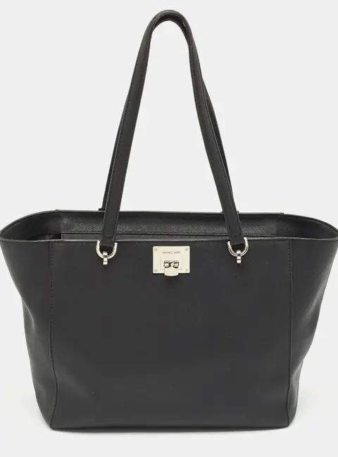 MICHAEL Michael Kors Black Leather Tina Zip Shopper Tote