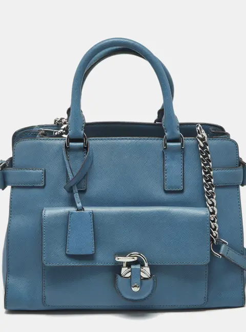 MICHAEL Michael Kors Blue Saffiano Leather Large Emma Satchel