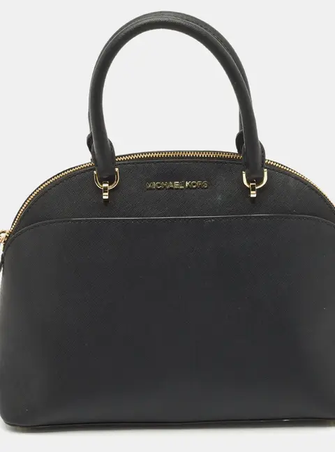 MICHAEL Michael Kors Black Saffiano Leather Large Emmy Dome Satchel