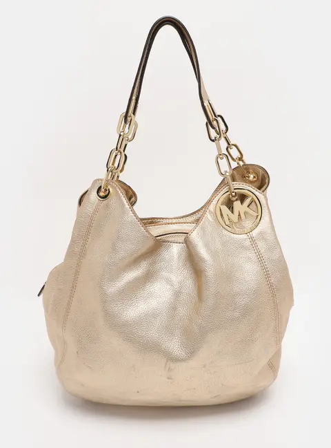 Michael Michael Kors Gold Leather Fulton Hobo