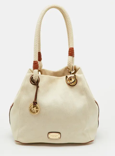 MICHAEL Michael Kors Off White Canvas Marina Anchor Rope Tote