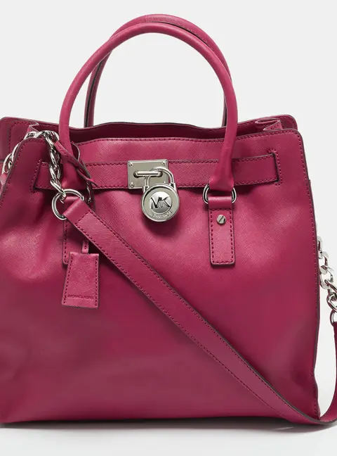 MICHAEL Michael Kors Hamilton Large Magenta Leather North South Tote