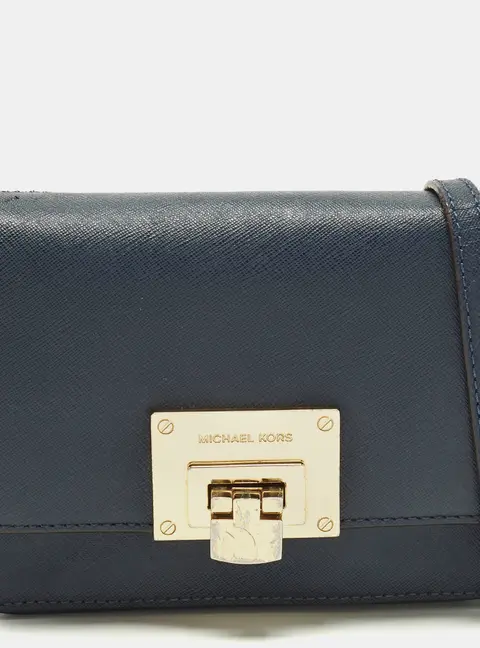 MICHAEL Michael Kors Tina Navy Blue Leather Crossbody Bag