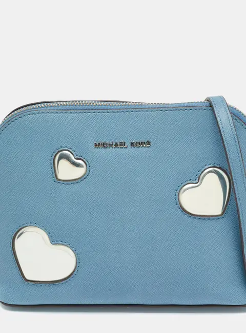 MICHAEL Michael Kors Peek A Boo Dome Blue Leather Crossbody Bag