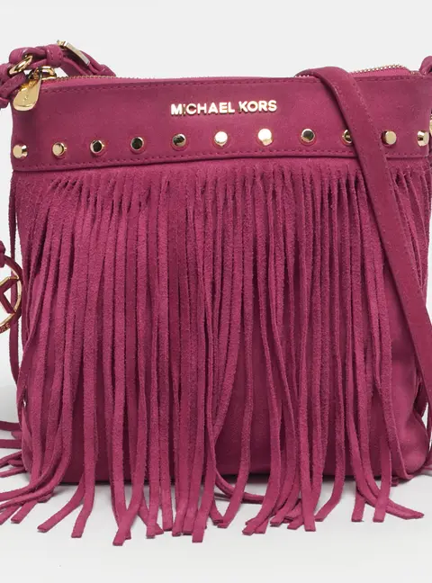 MICHAEL Michael Kors Billy Fuchsia Suede Fringe Crossbody Bag