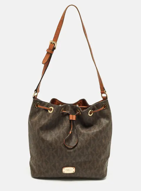 MICHAEL Michael Kors Jules Brown Signature Coated Canvas Bucket Bag