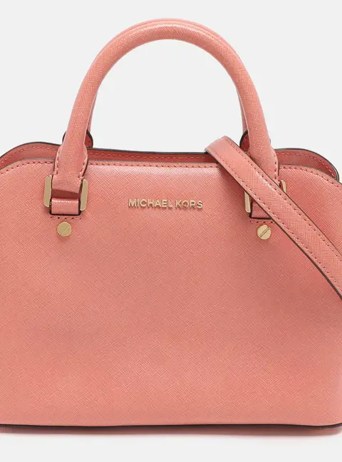 MICHAEL Michael Kors Savannah Small Peach Saffiano Leather Satchel
