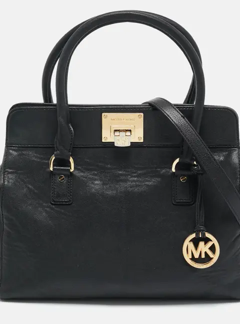 MICHAEL Michael Kors Astrid Large Black Leather Satchel