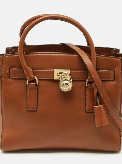 MICHAEL Michael Kors Hamilton East/West Brown Leather Tote