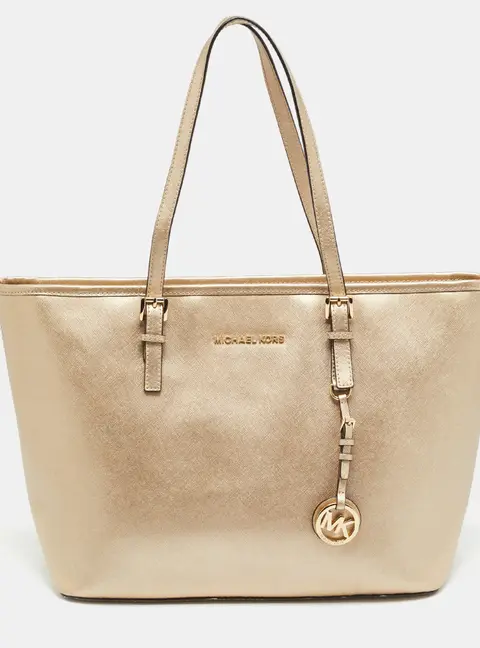 MICHAEL Michael Kors Jet Set Travel Pale Gold Leather Tote