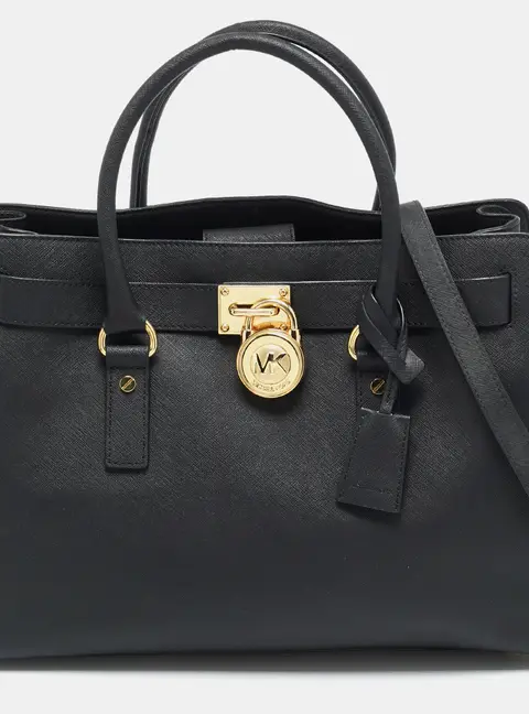 MICHAEL Michael Kors East West Hamilton Large Black Leather Tote