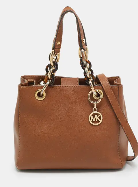 MICHAEL Michael Kors Cynthia Small Brown Saffiano Leather Tote