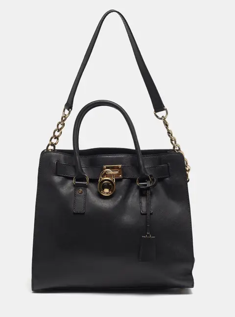MICHAEL Michael Kors Hamilton Large Black Leather North South Tote