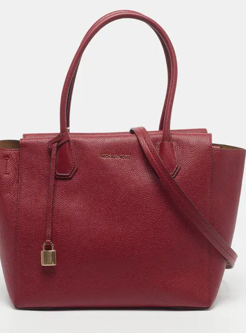 MICHAEL Michael Kors Mercer Large Red Leather Satchel