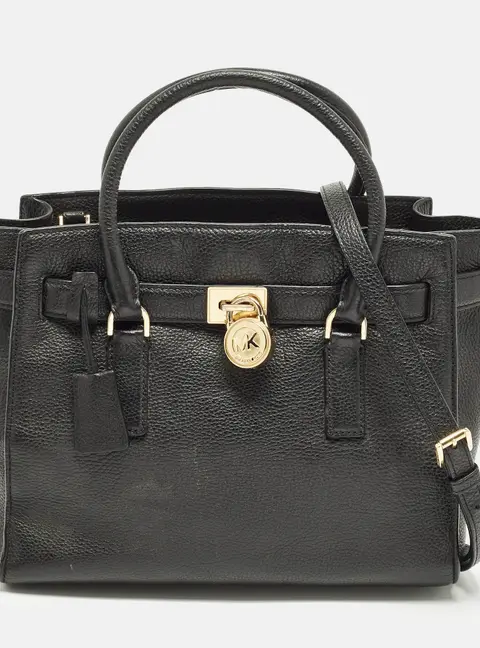 MICHAEL Michael Kors Hamilton Black Leather Satchel