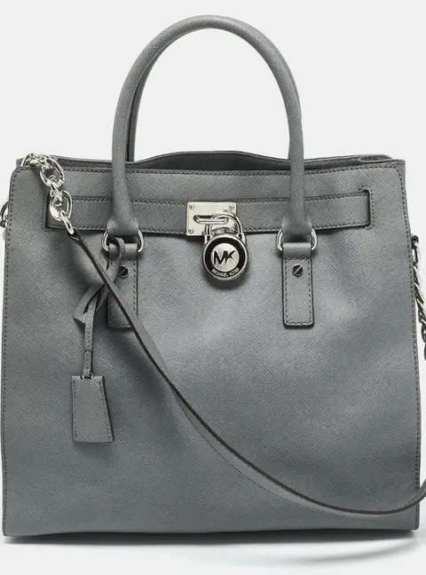 MICHAEL Michael Kors Hamilton North South Large Grey Leather Tote