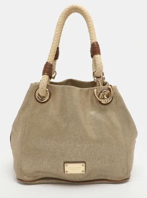 MICHAEL Michael Kors Marina Anchor Grab Gold/Brown Canvas Tote