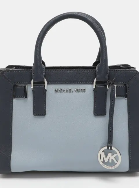 MICHAEL Michael Kors Dillon Small Two Tone Blue Leather Satchel